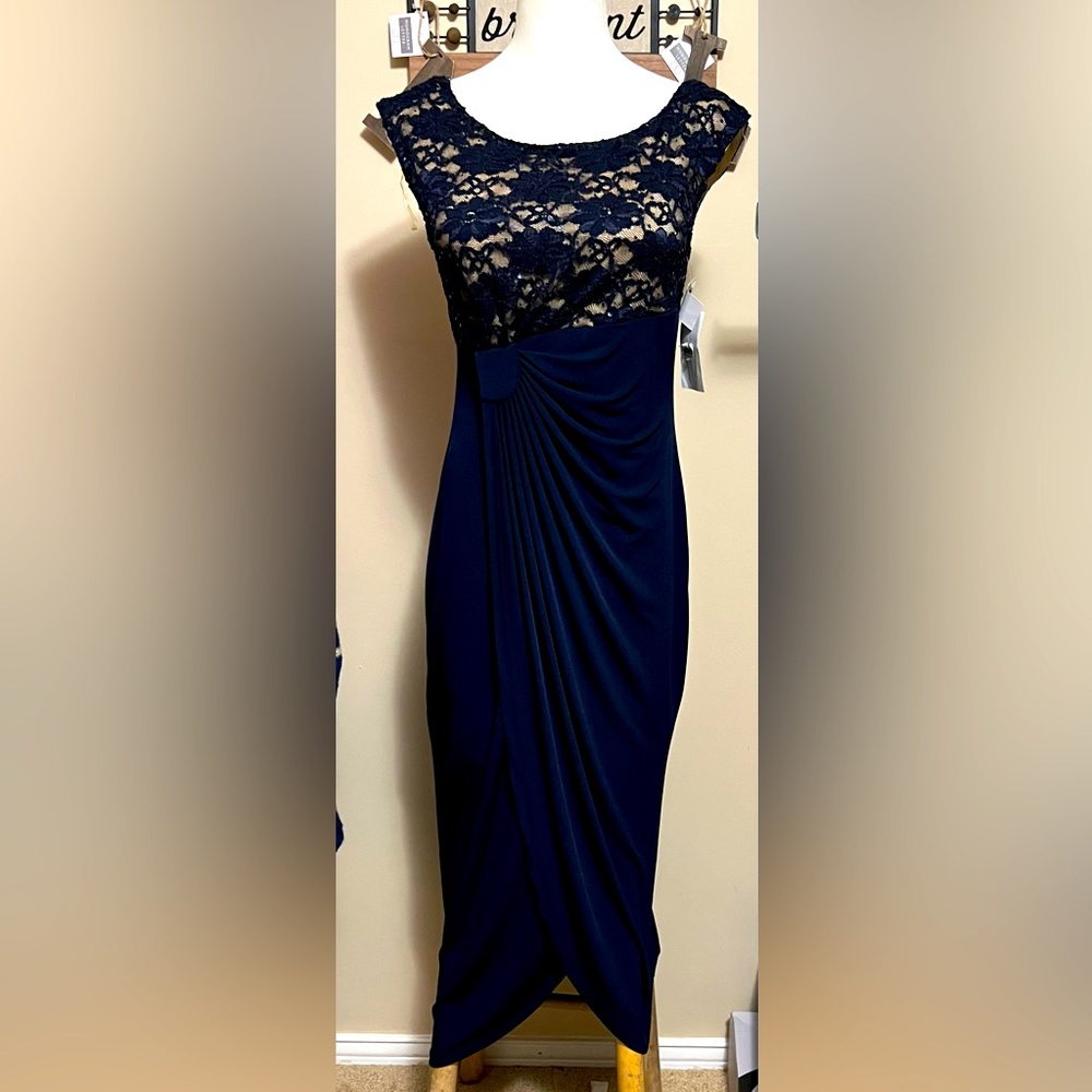Connected apparel from Macys Navy blue elegant Evening gown dress with lace